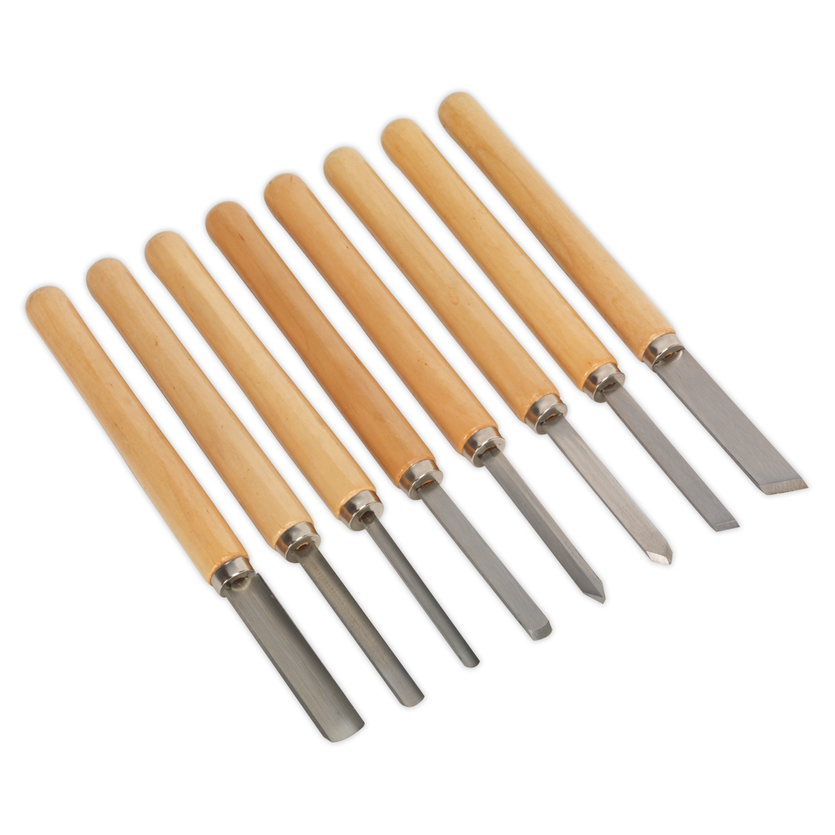 Sealey Wood Turning Chisels Long -Handed Softwood Handles 8 Pieces AK60/8