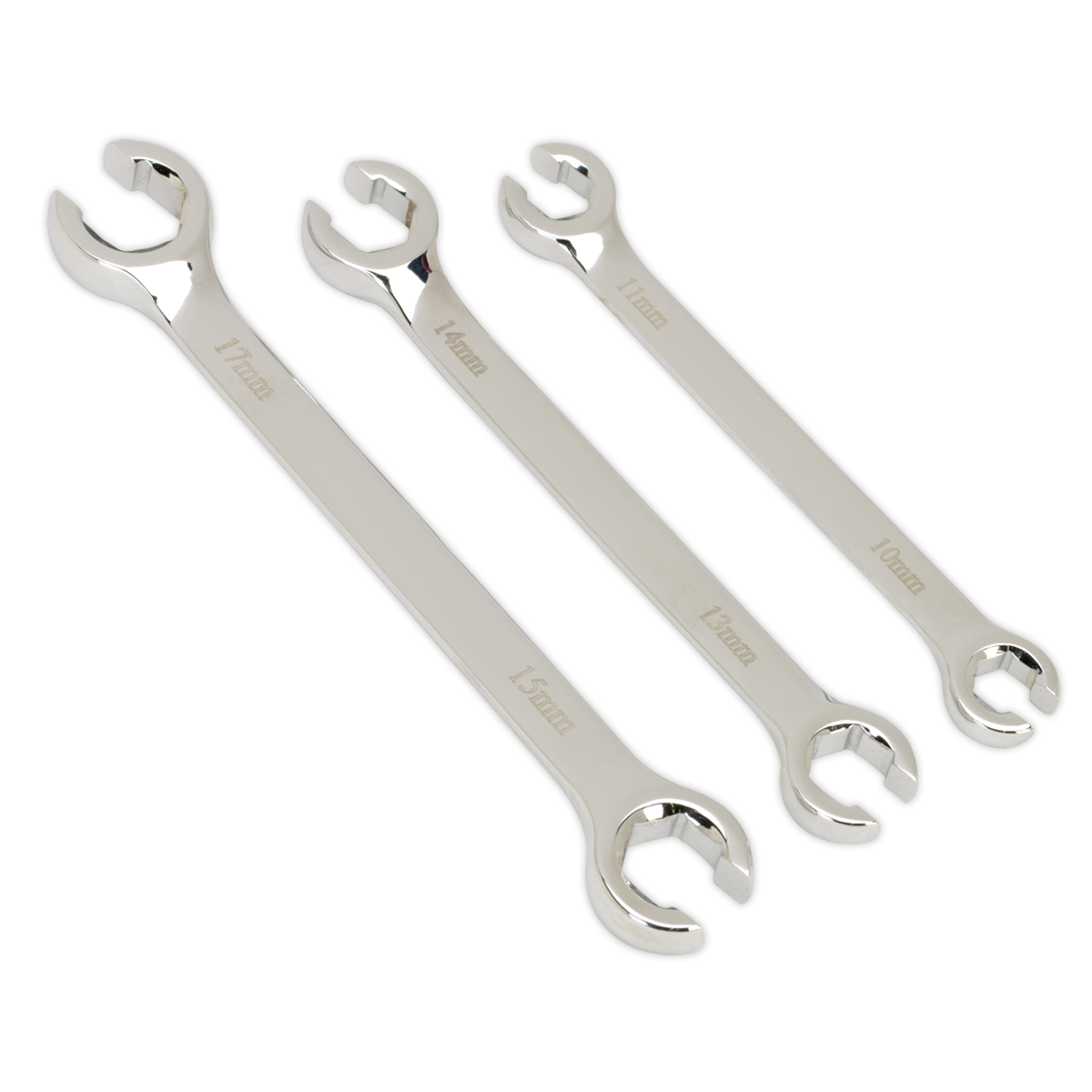 Sealey Flare Nut Spanner Set Chrome Vanadium Steel 3 Pieces Metric AK600