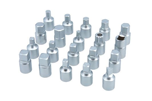 LASER TOOLS 7365 Sump Plug Key Set 3/8" Drive Hex Square Triangle 20 Pieces
