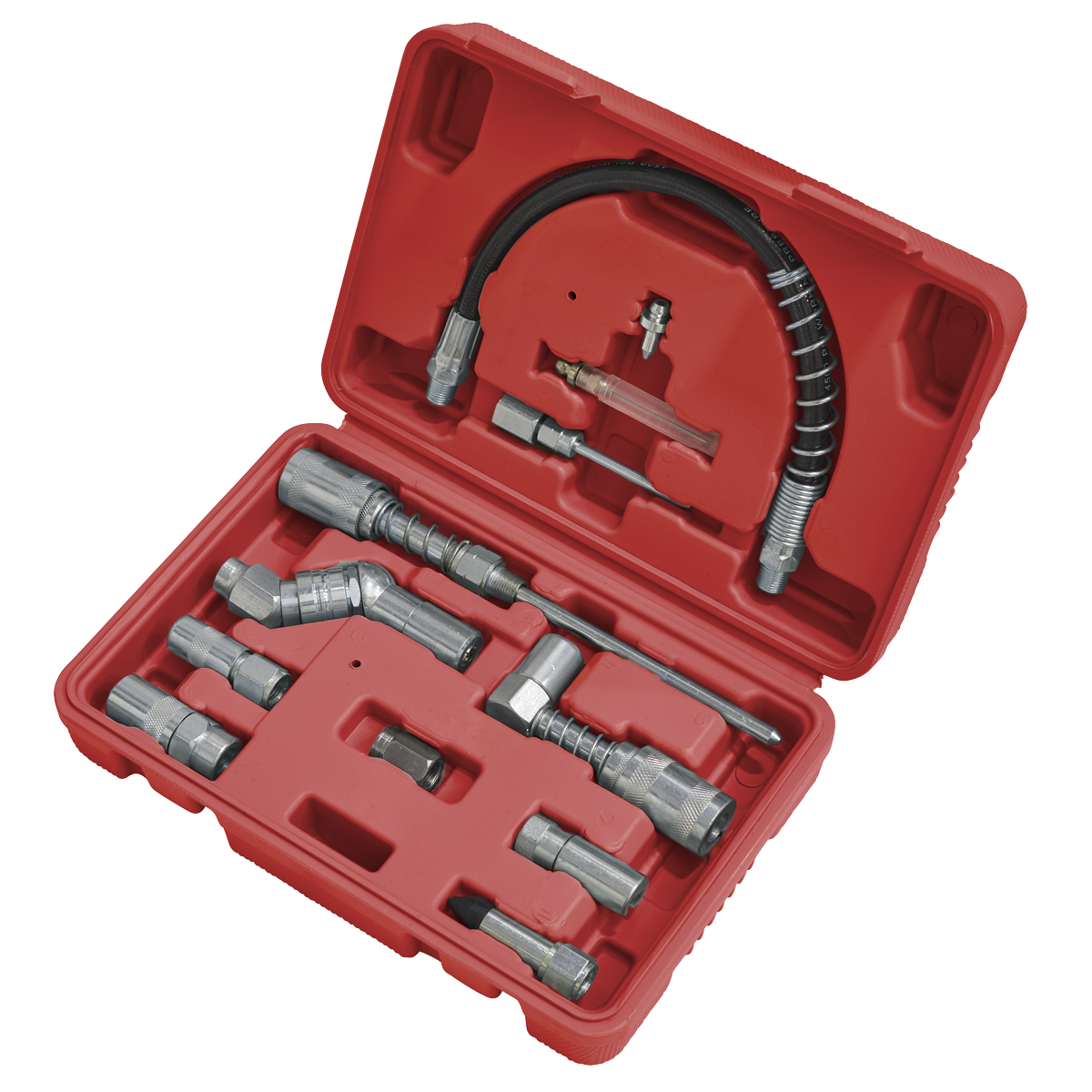 Sealey All-in-One Grease Gun Adaptor Kit In Storage Case 12 Pieces AK4482