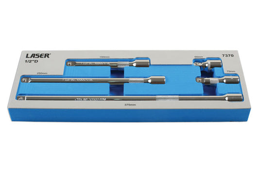 LASER 7370 Extension Bar Set 1/2" 50-375mm Lengths in EVA Tray 5 Pieces