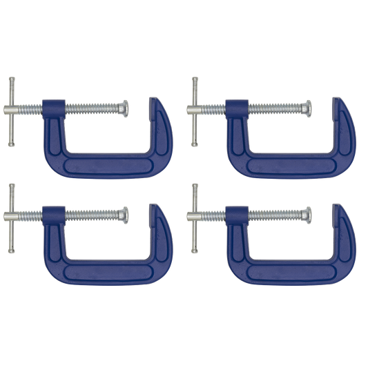 Sealey G-Clamp Fitted With Swivel Tip To Reduce Marking 75mm Pack of 4 AK60034