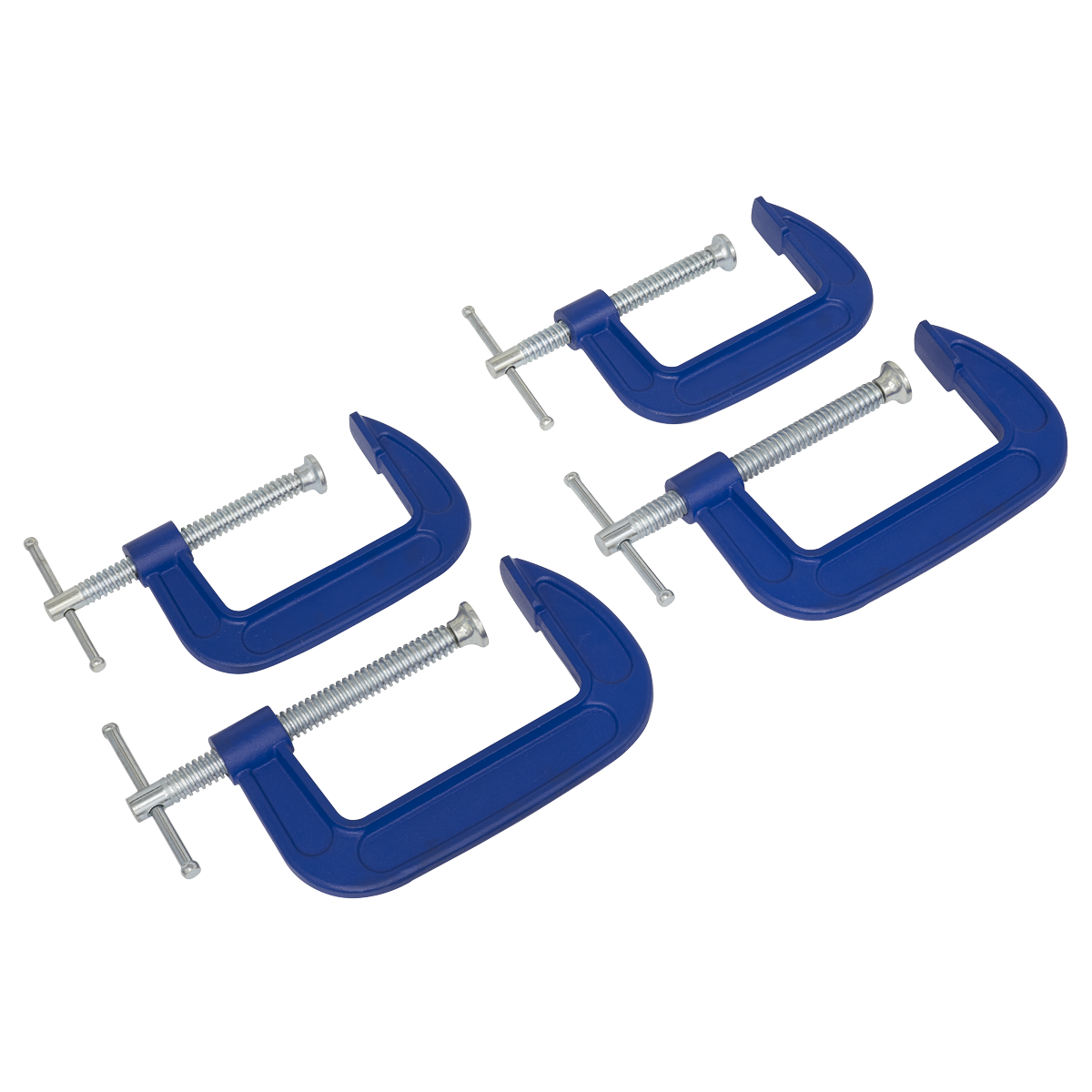 Sealey G-Clamp Set With Swivel Tip To Reduce Marking 4pc - 75mm/100mm AK6003SET