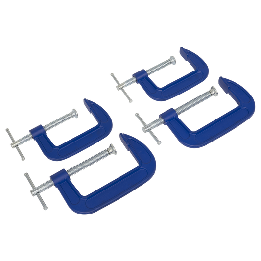 Sealey G-Clamp Set With Swivel Tip To Reduce Marking 4pc - 75mm/100mm AK6003SET