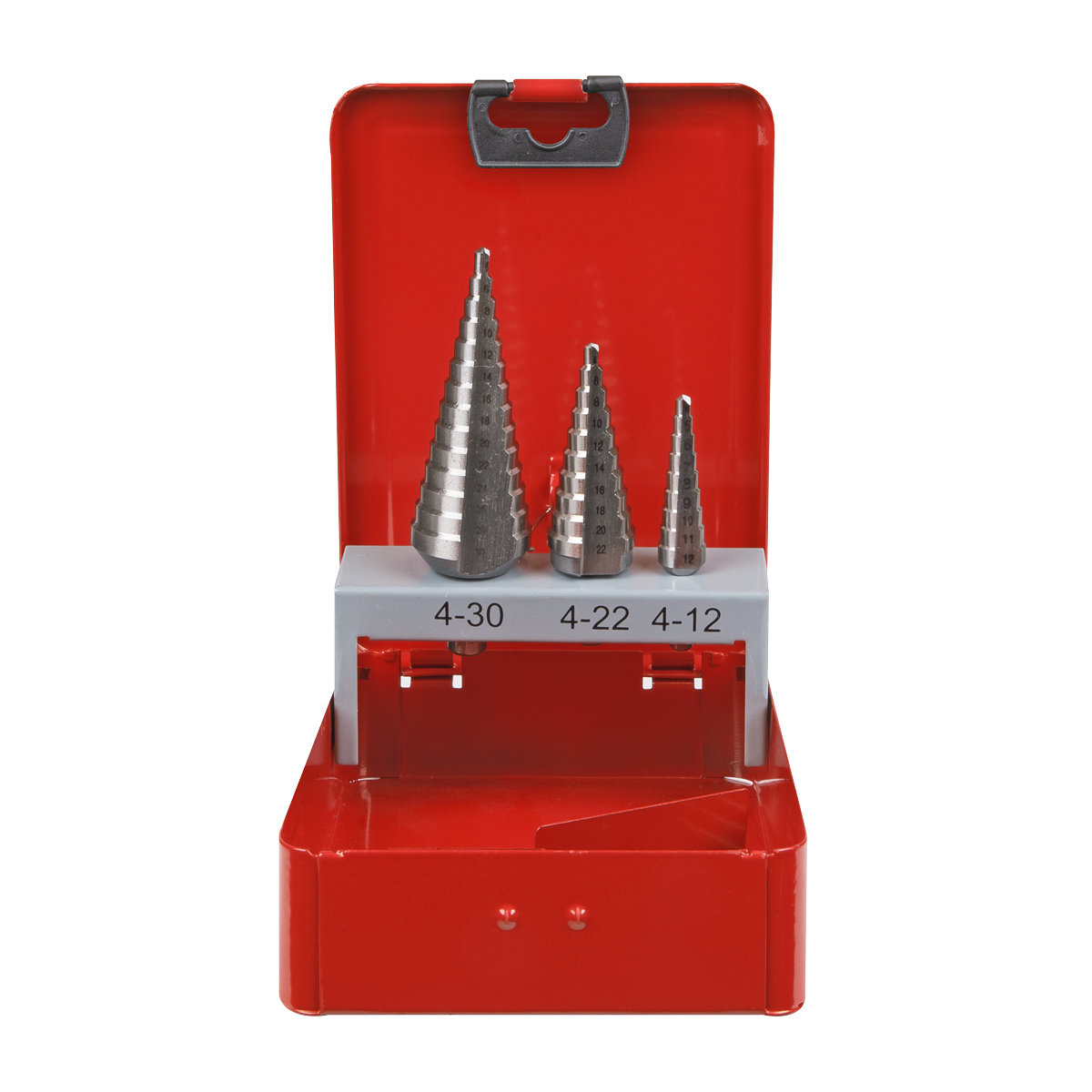 Sealey High-Speed Double Straight Flute M2 Step Drill Bit Set 3 Pieces AK4733
