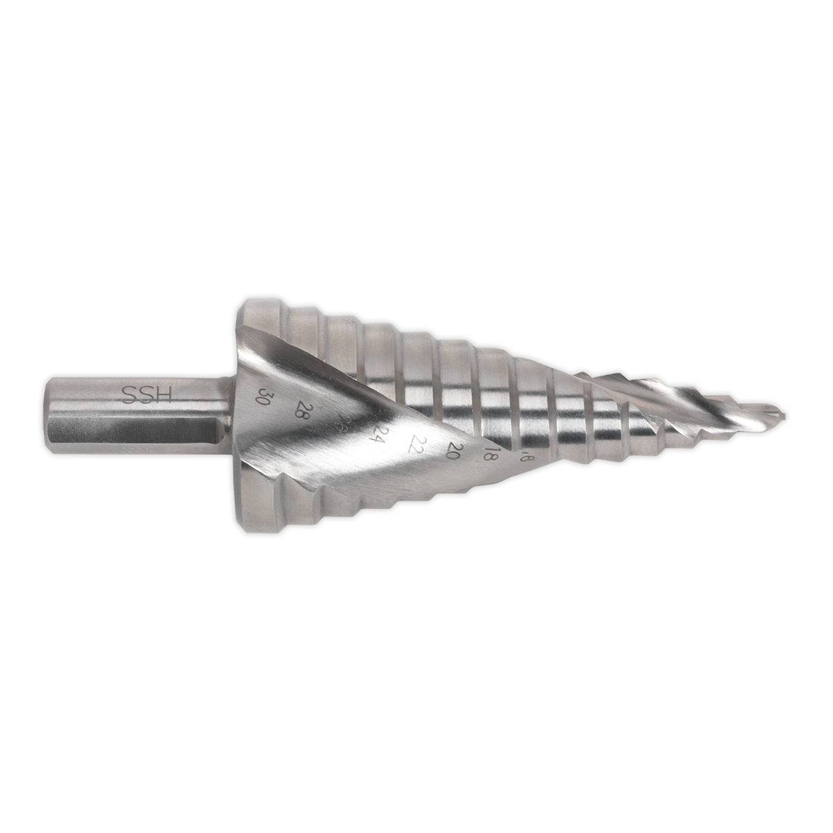 Sealey HSS 4341 Step Drill Bit 4-30mm In 2mm Increments Spiral Flute AK4748