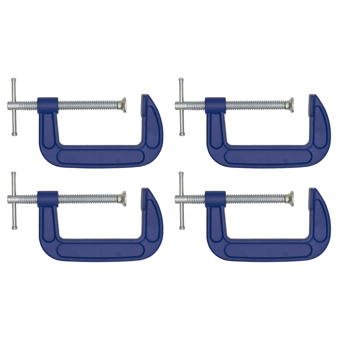 Sealey G-Clamp Fitted With Swivel Tip To Reduce Marking 100mm Pack of 4 AK60044