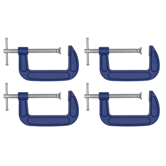 Sealey G-Clamp Fitted With Swivel Tip To Reduce Marking 100mm Pack of 4 AK60044
