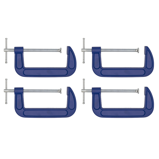 Sealey G-Clamp Fitted With Swivel Tip To Reduce Marking 150mm Pack of 4 AK60064