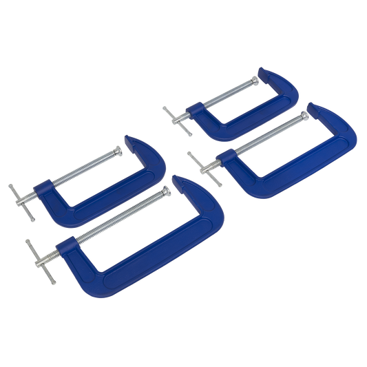 Sealey G-Clamp Set With Swivel Tip To Reduce Marking 4pc - 150mm/200mm AK6006SET