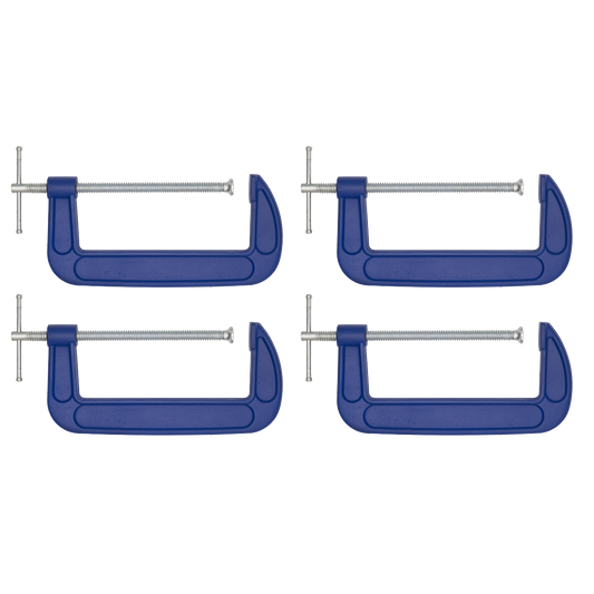 Sealey G-Clamp Fitted With Swivel Tip To Reduce Marking 200mm Pack of 4 AK60084