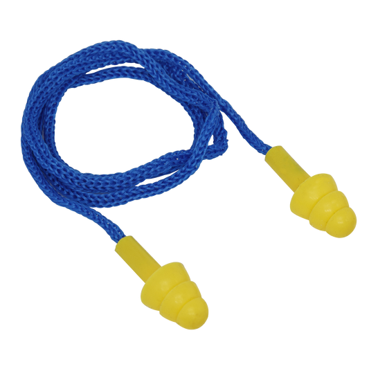 Sealey Corded Ear Plugs Flange Soft Re-Usable Anti Noise Safety Protection 402/1
