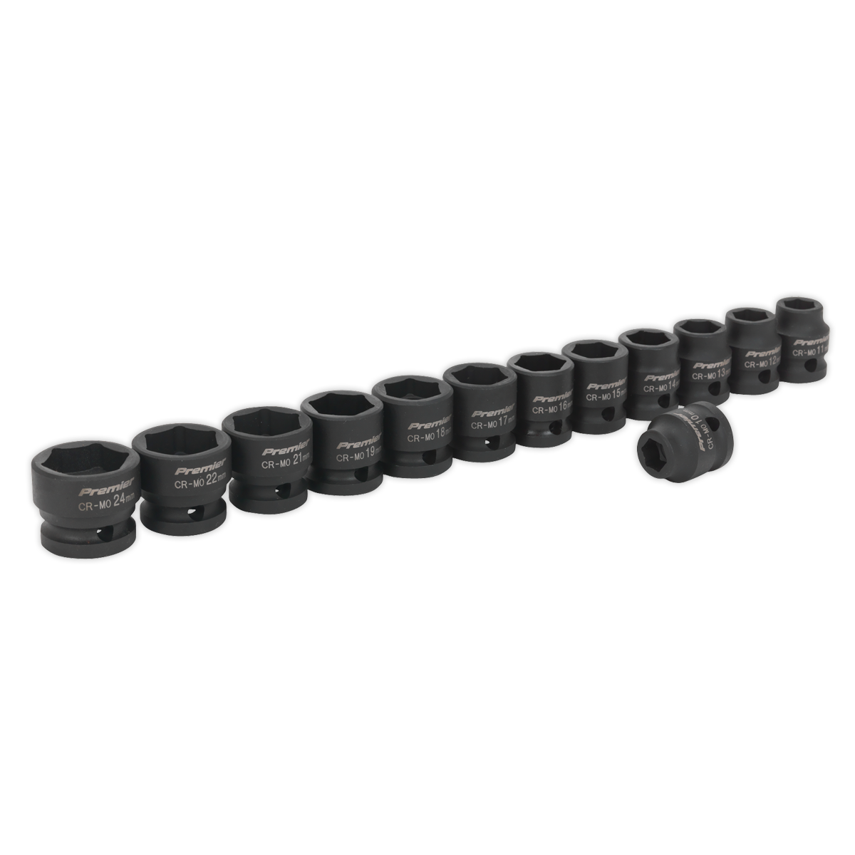 Sealey Impact Socket Set 13 Pieces 1/2" Square Drive Low Profile Metric AK5613LP