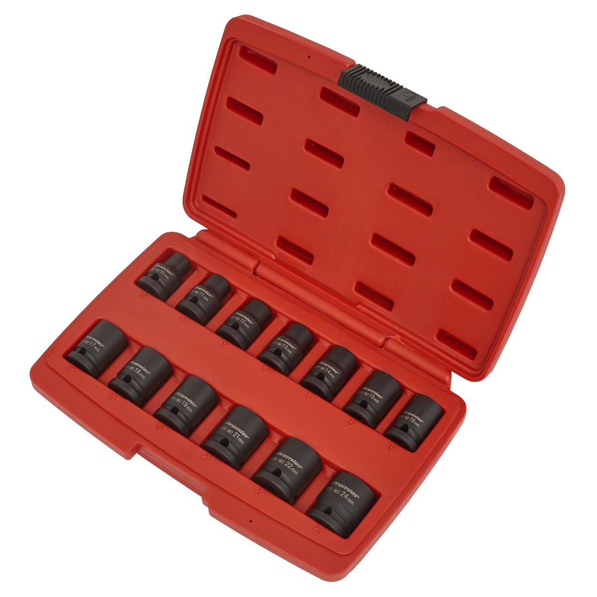 Sealey Impact Socket Set 13 Pieces 1/2" Square Drive 12 Point Black AK5614M