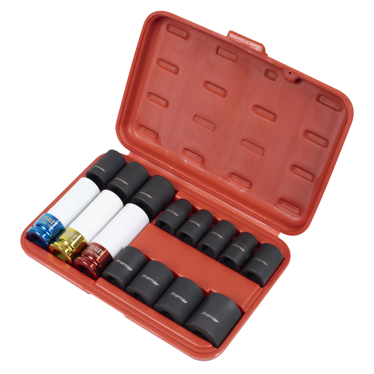 Sealey Impact Socket & Wheel Nut Remover Set 1/2" Square Drive 15pc AK5615M