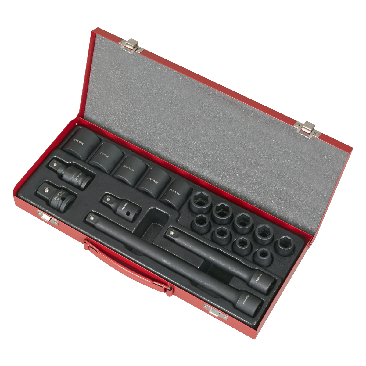 Sealey Impact Socket Set 19 Pieces 1/2" Square Drive Metric Black AK5619M
