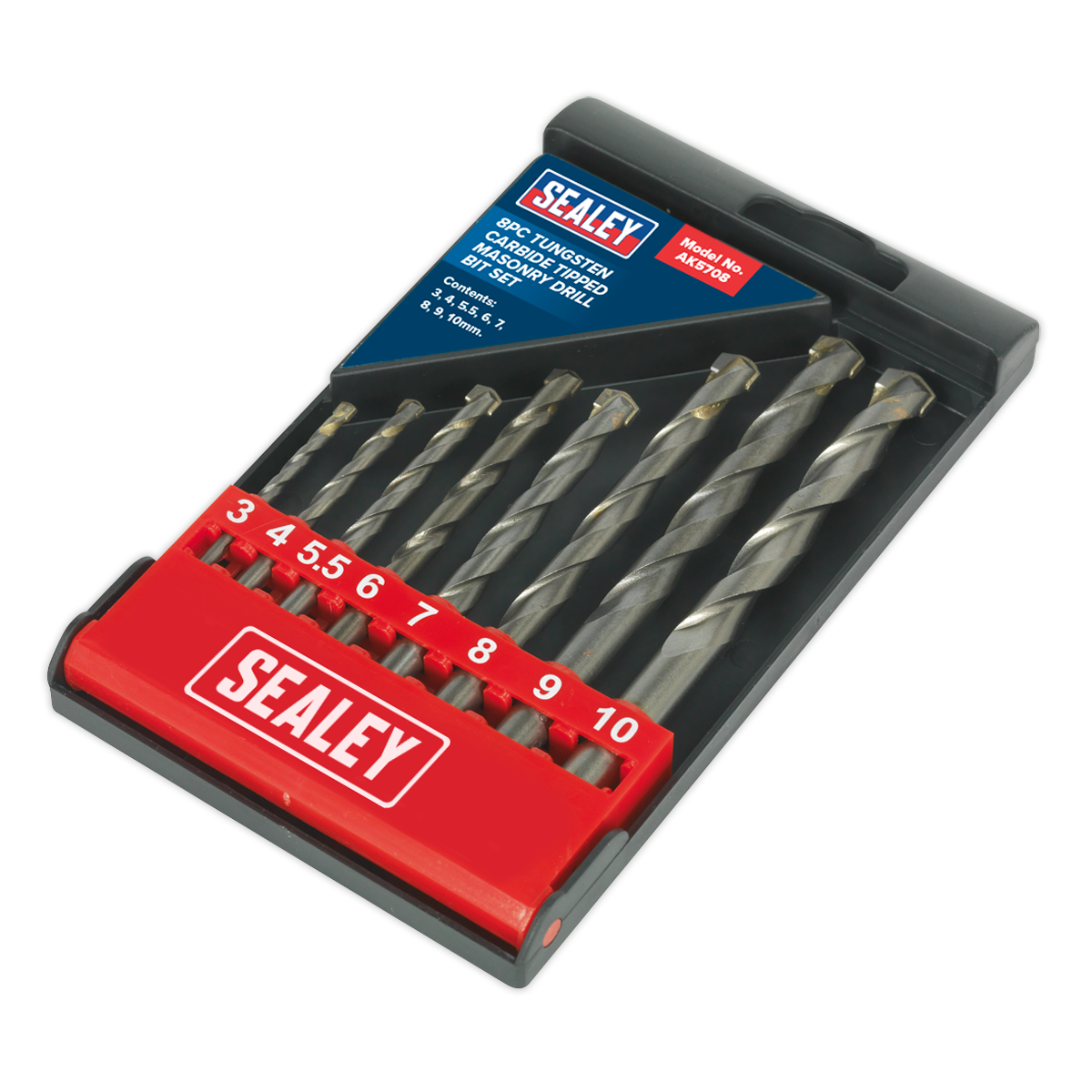 Sealey Tungsten Carbide Tipped Masonry Drill Bit Set 8 Pieces Heavy Duty AK5708