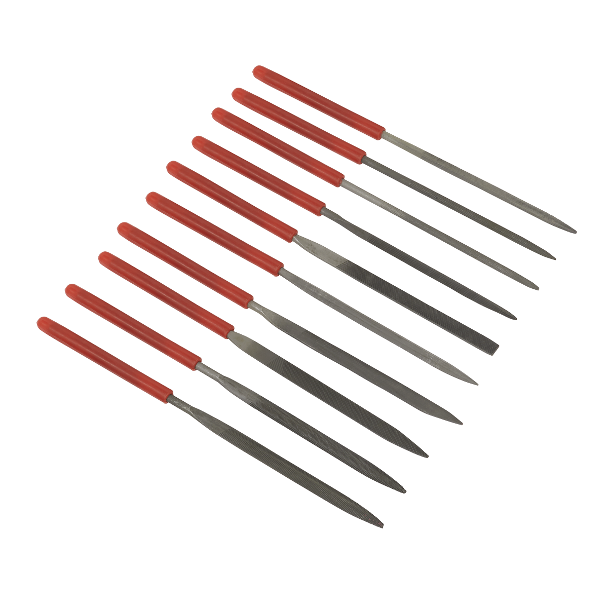 Sealey Needle File Tool Set With Vinyl Dipped Handle Shafts 10 Pieces AK576