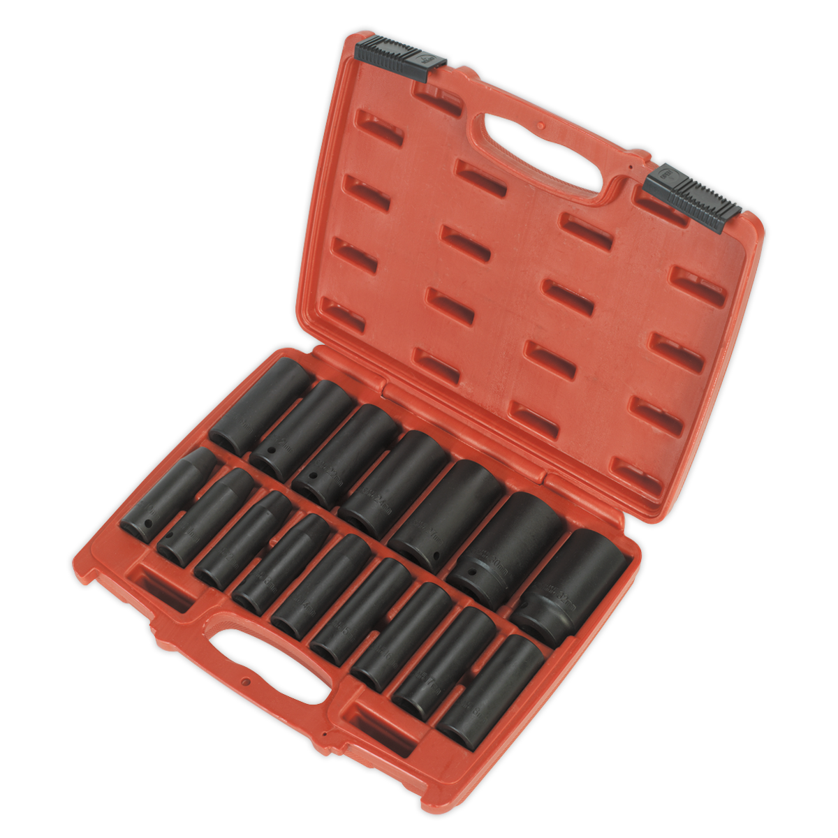 Sealey Impact Socket Set 16 Pieces 1/2" Square Drive Deep Metric AK5816M