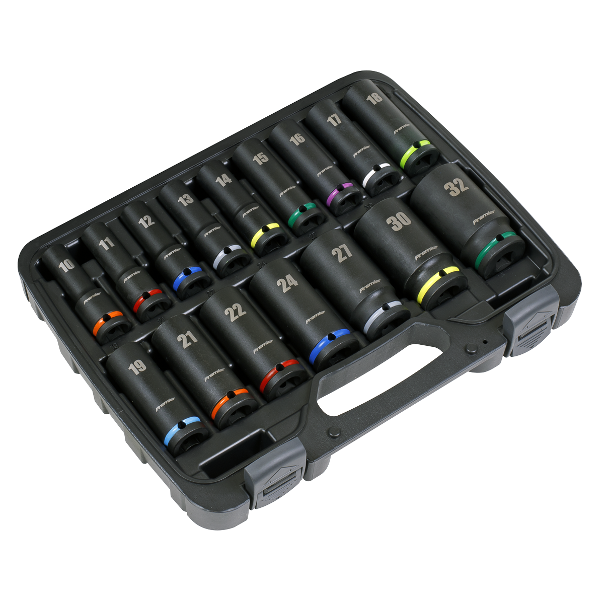 Sealey Impact Socket Set 16 Pieces 1/2" Square Drive Deep Metric AK5818M