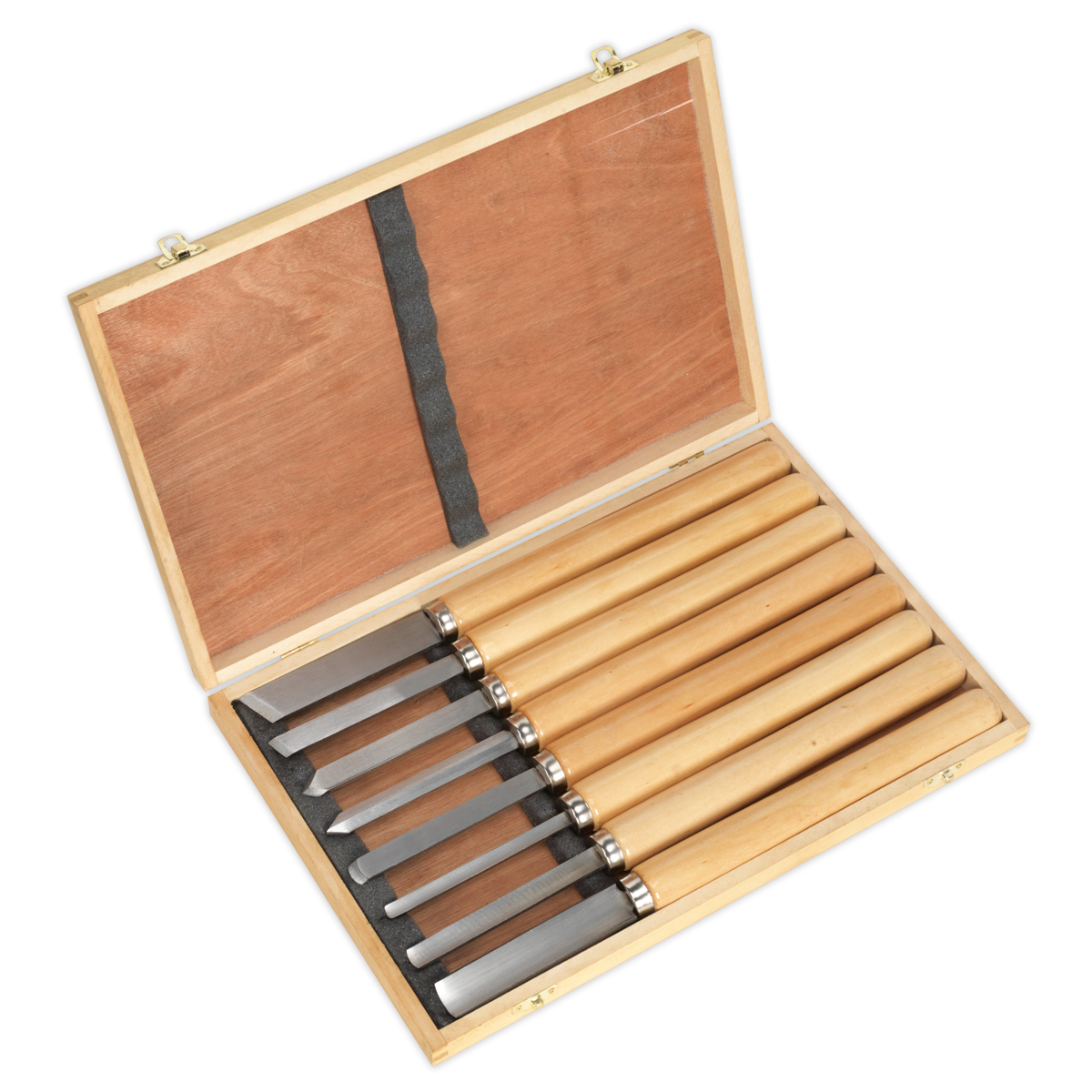 Sealey Wood Turning Chisels Long -Handed Softwood Handles 8 Pieces AK60/8