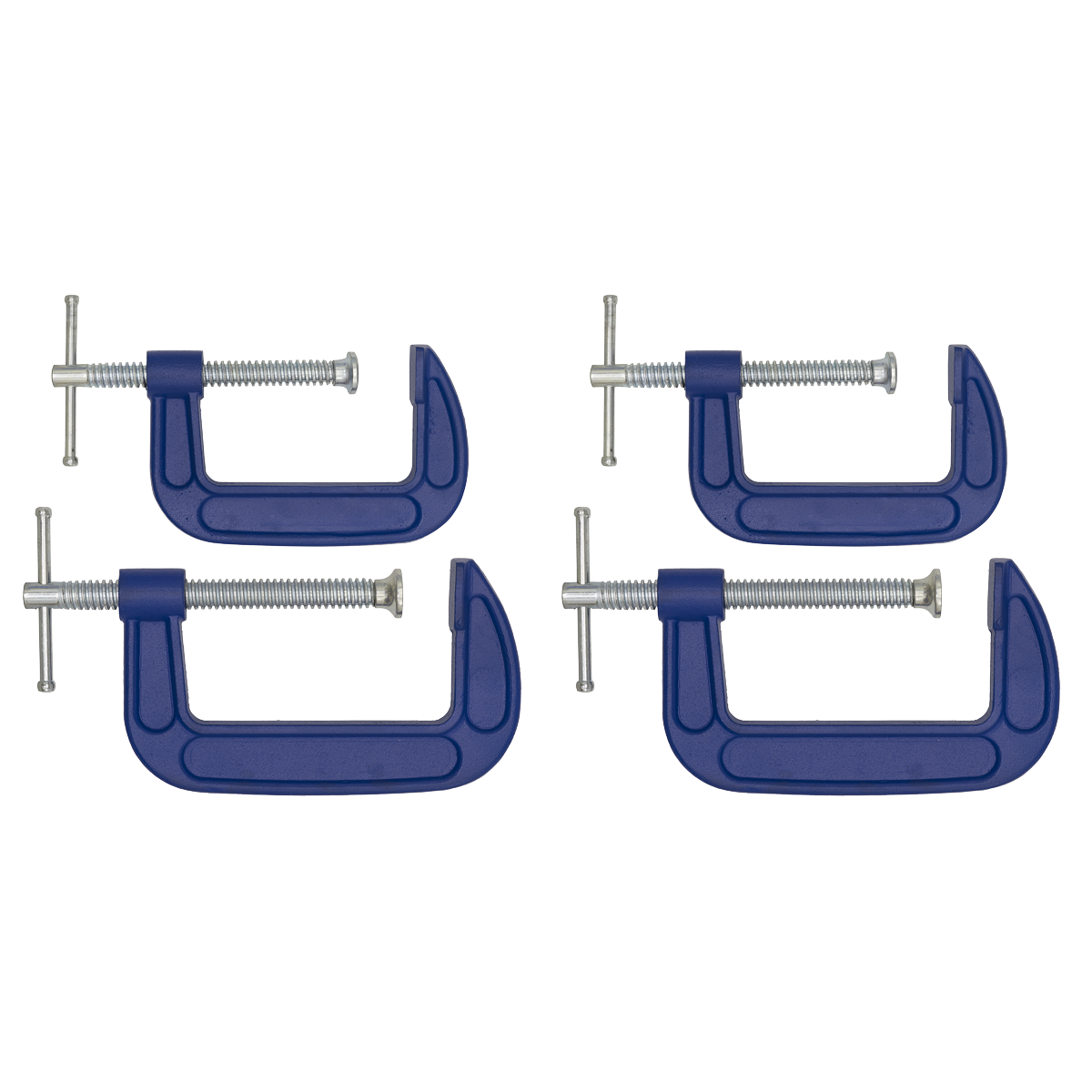 Sealey G-Clamp Set With Swivel Tip To Reduce Marking 4pc - 75mm/100mm AK6003SET