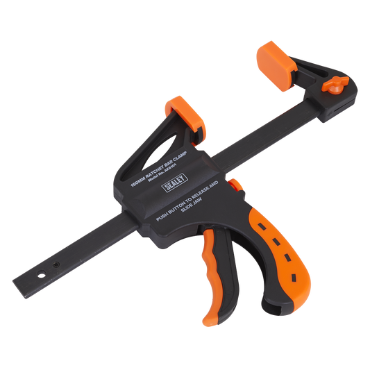 Sealey 150mm Ratchet Bar Clamp With Comfort Grip Handle 63mm Throat AK6101