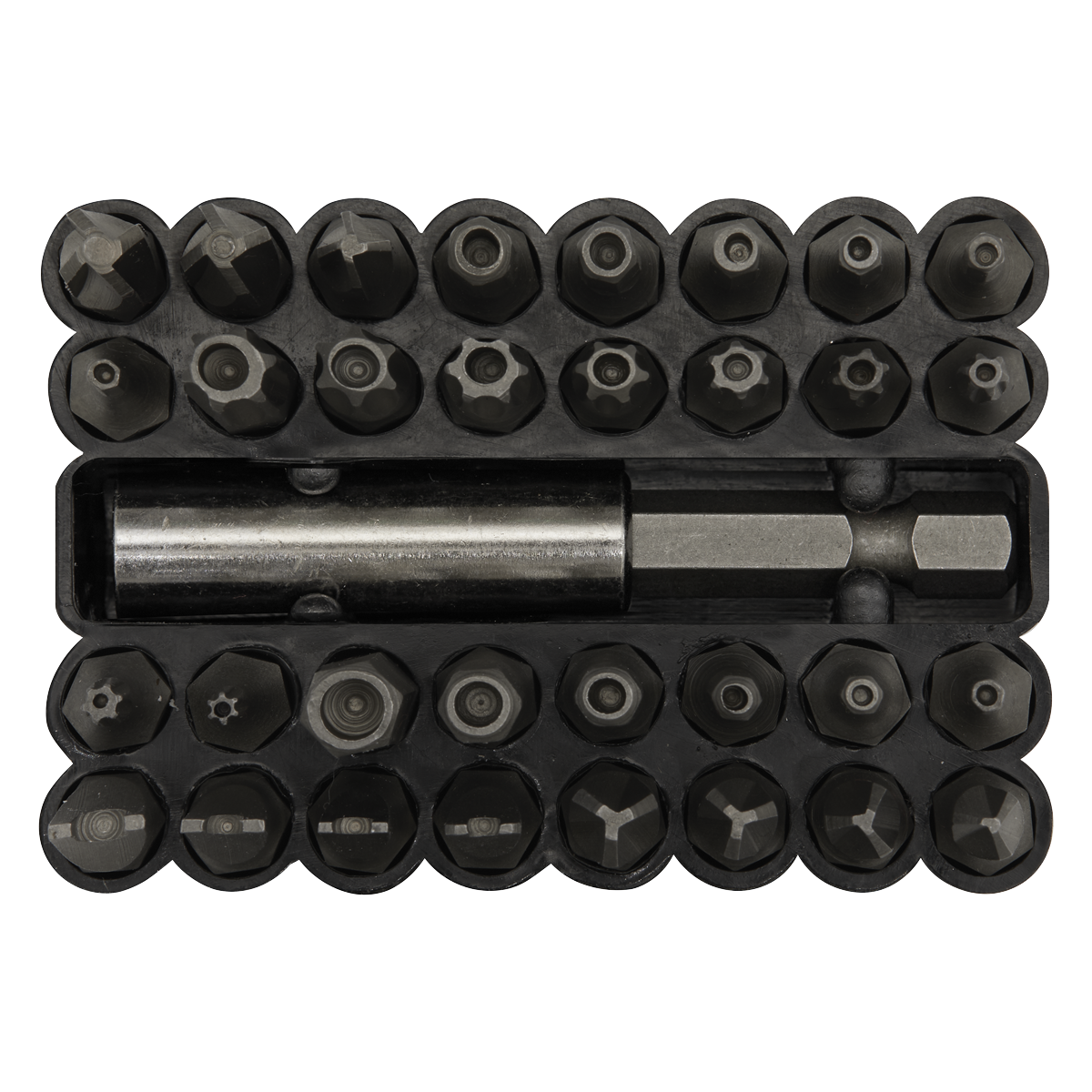 Sealey Security Bit & Magnetic Adaptor Set Chrome Vanadium Steel 33pc AK614