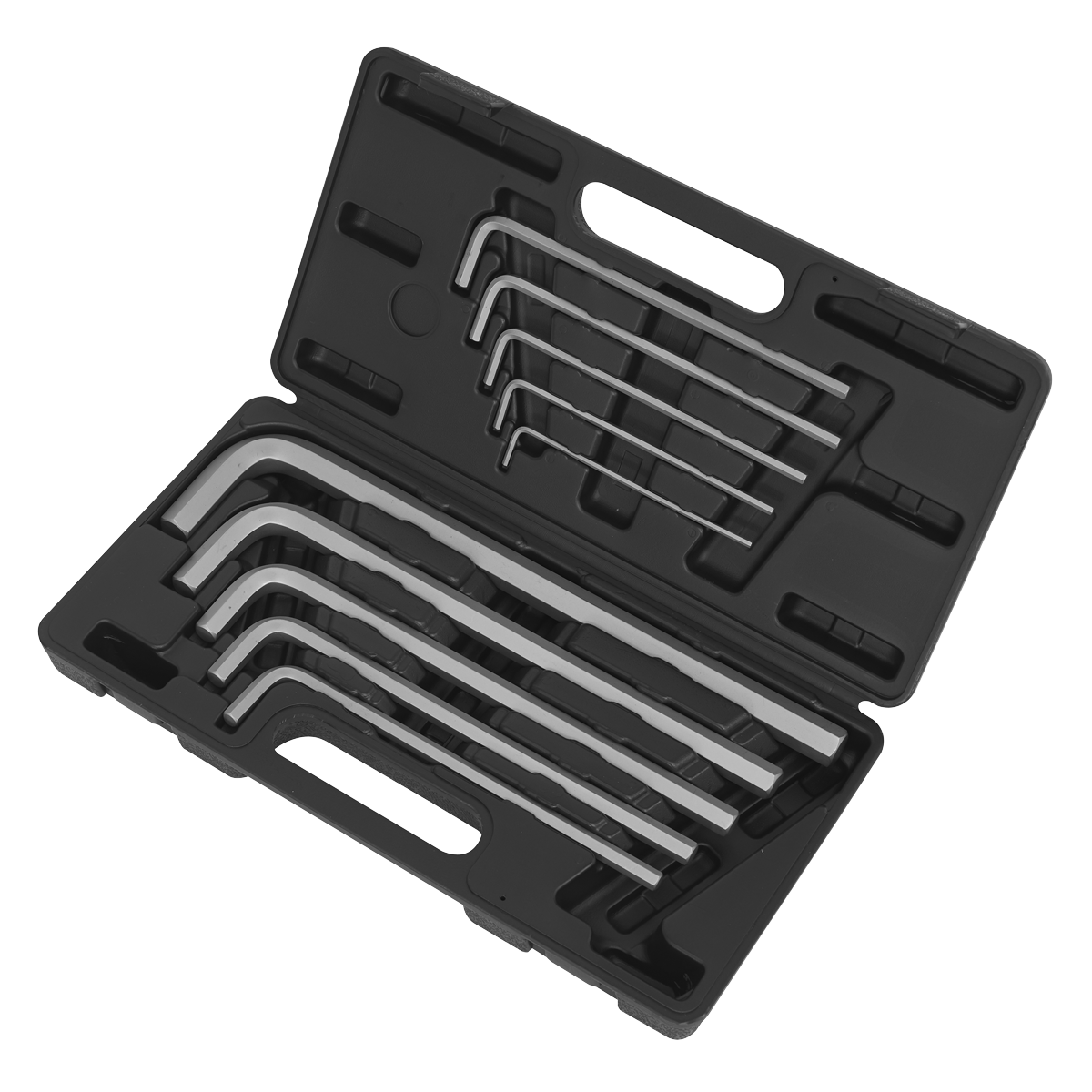 Sealey Jumbo Hex Key Set 10 Pcs Extra-Long Chrome Vanadium Steel Metric AK6143