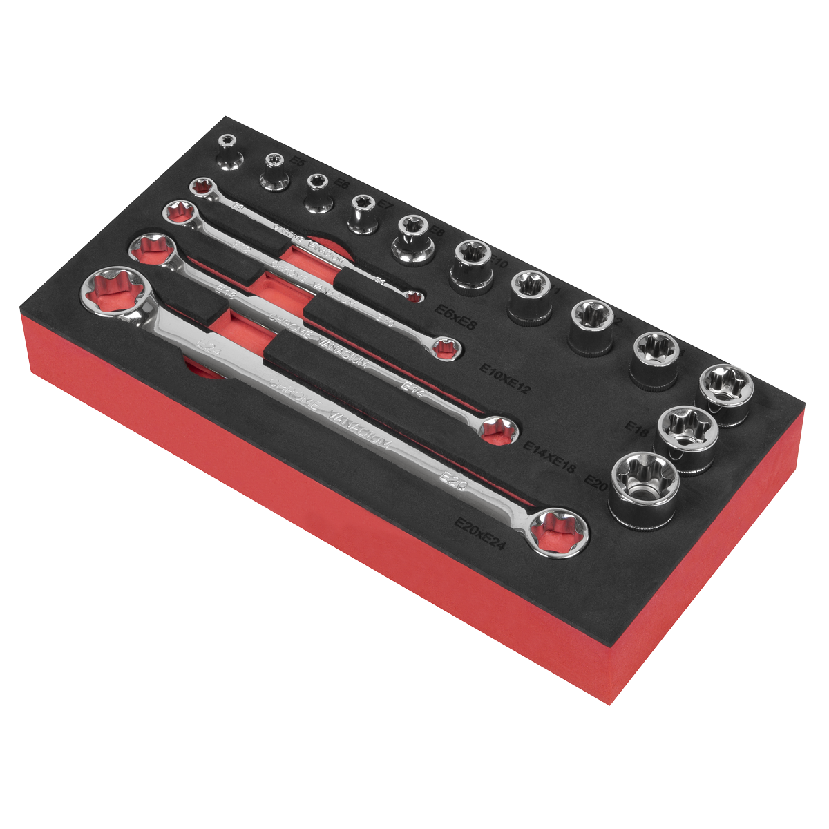 Sealey TRX-Star 3/8" Square Drive Socket & Spanner Set 16 Pieces AK61801