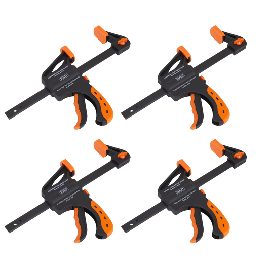 Sealey Ratchet Bar Clamp Set 4 Pieces 150mm Quick Release Button AK61014