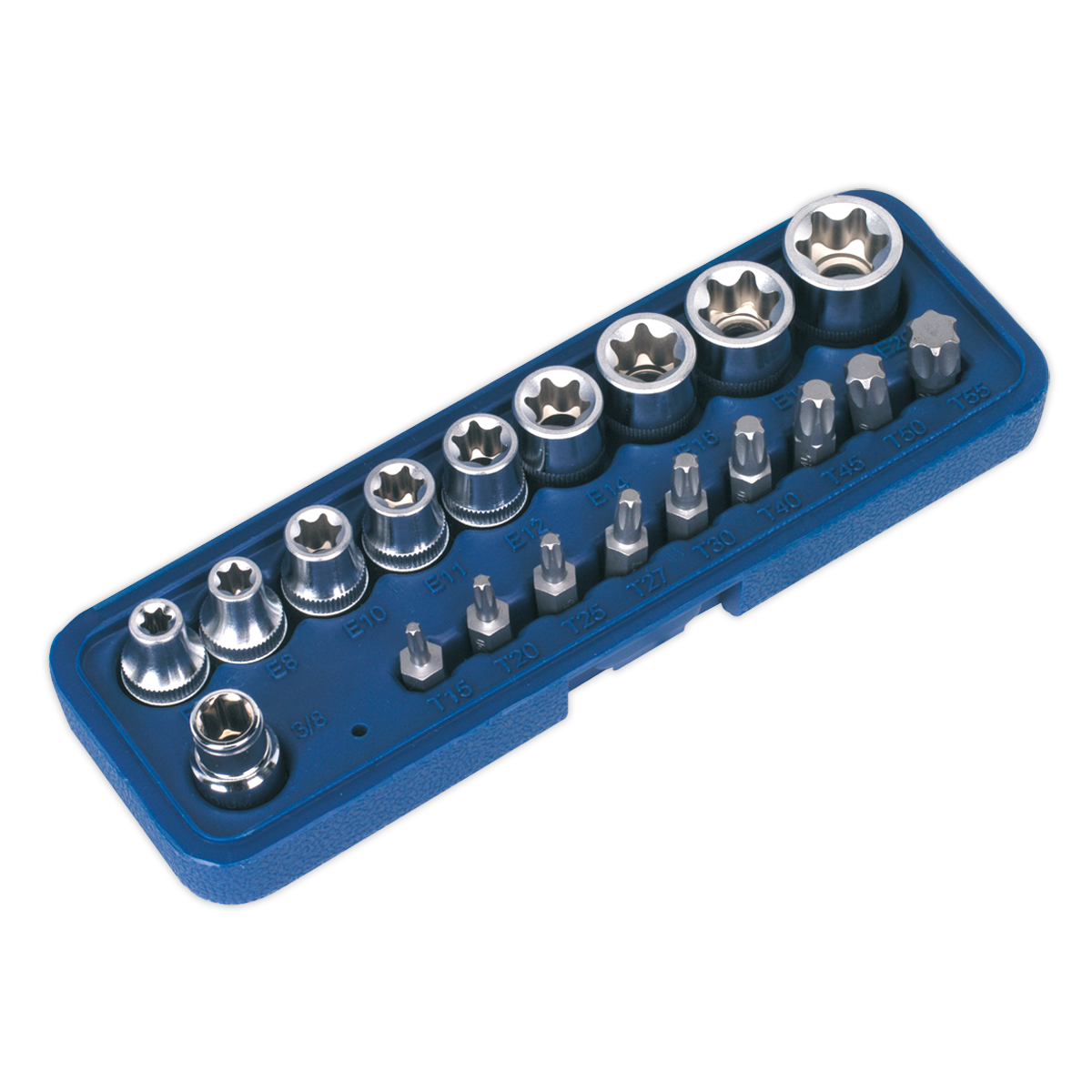 Sealey 19 Pieces 3/8" Square Drive TRX-Star Socket & Bit Set E7-E20 AK6191