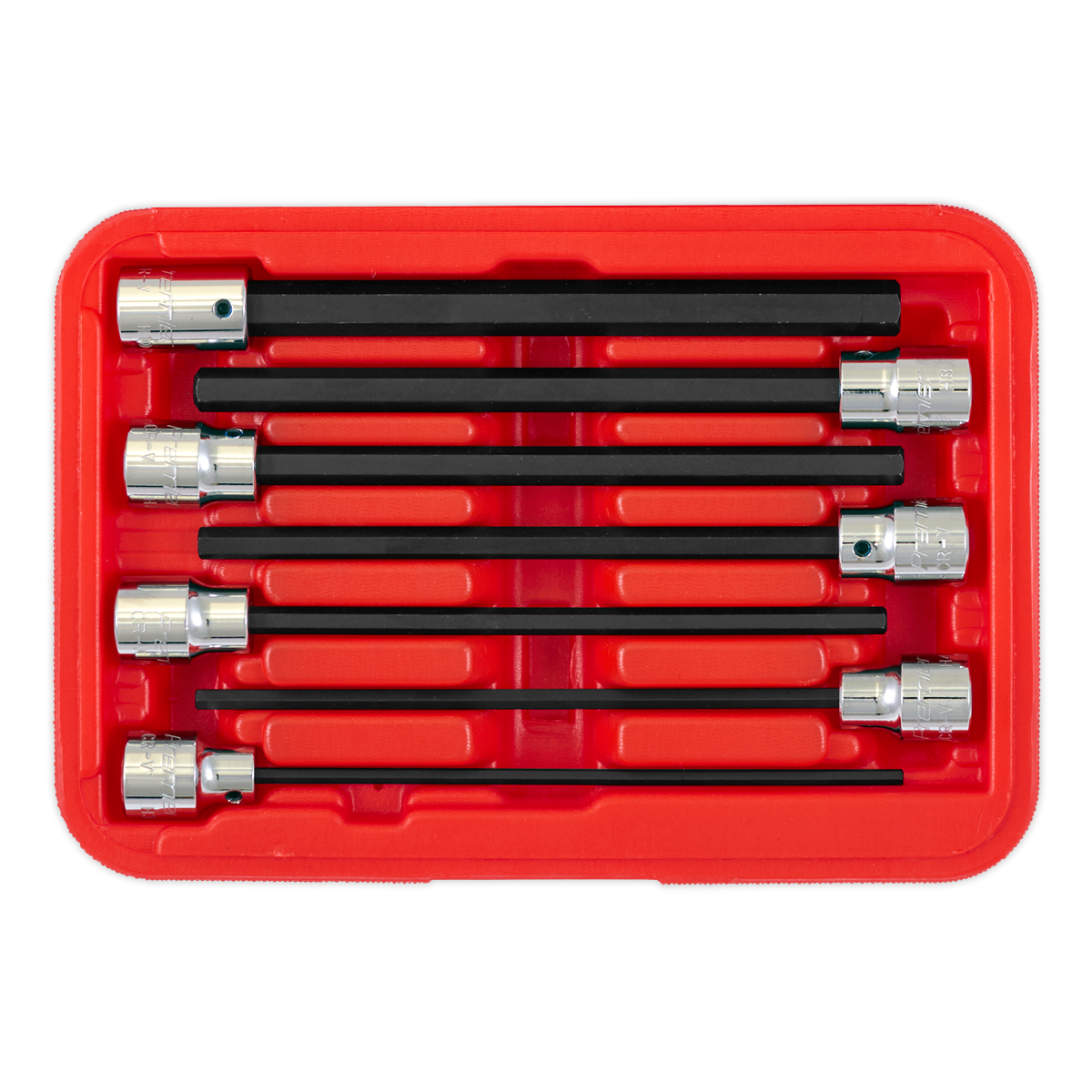 Sealey Hex Socket Bit Set 7 Pieces 3/8" Square Drive 150mm Metric AK62255