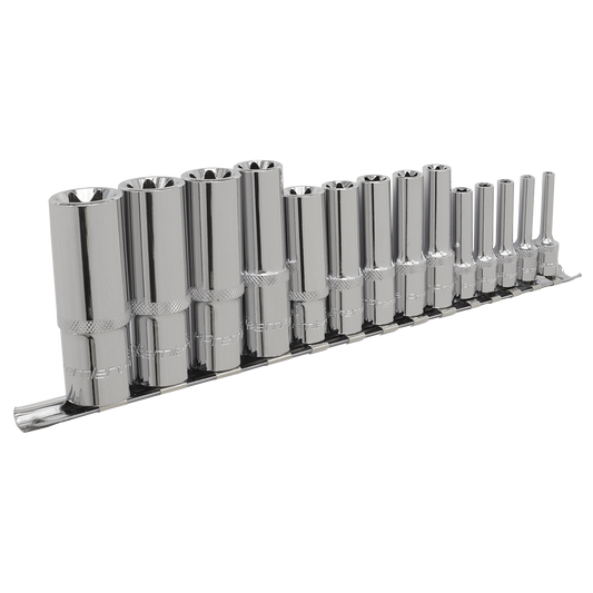 Sealey TRX-Star Socket Set 14pc Deep Female 1/4" 3/8" 1/2" Drive E4-E24 AK6114