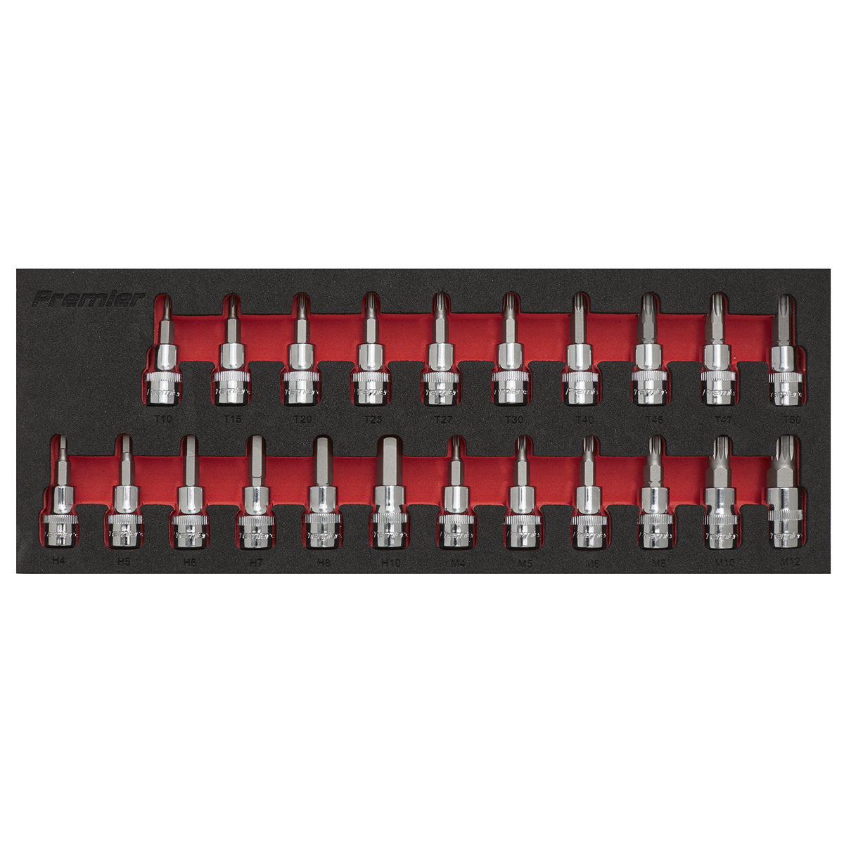 Sealey TRX-Star Hex Spline Socket Bit Set 22 Pieces 3/8" Square Drive AK6243