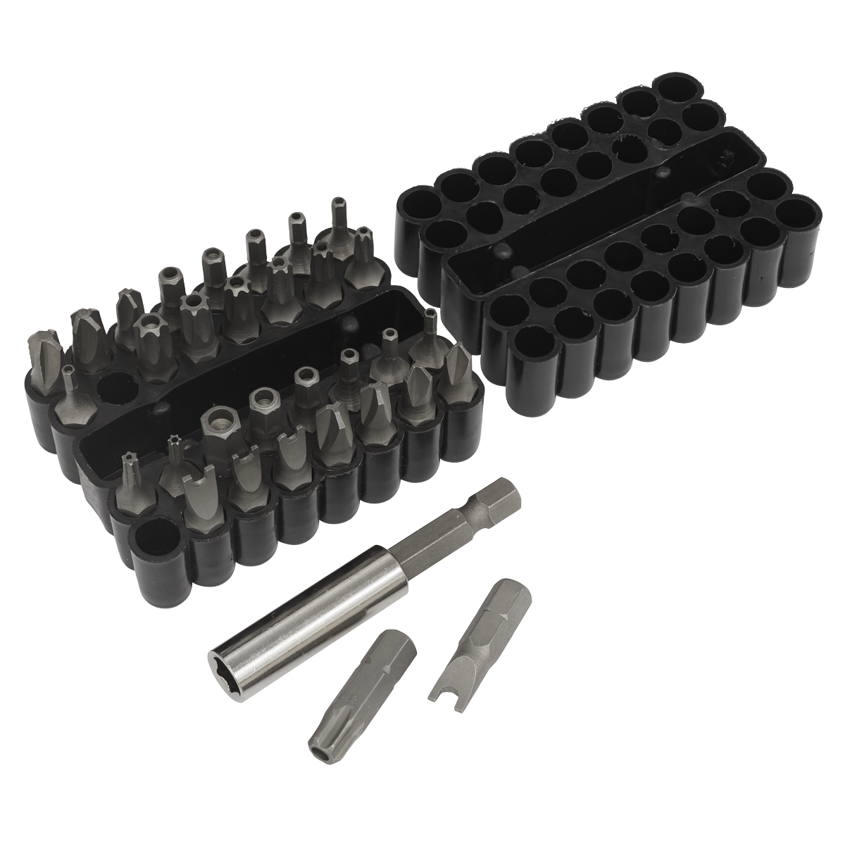Sealey Security Bit & Magnetic Adaptor Set Chrome Vanadium Steel 33pc AK614