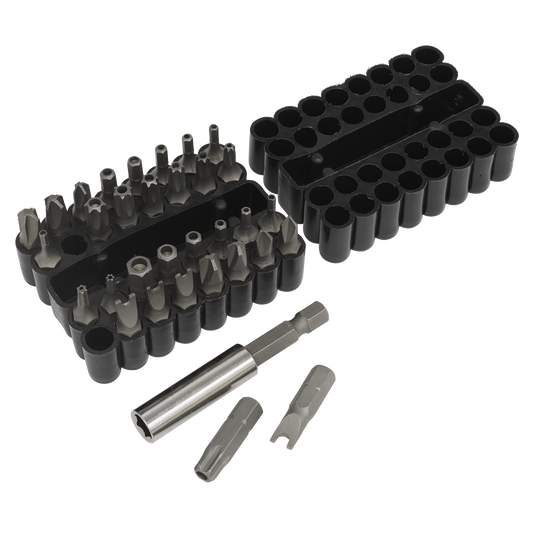Sealey Security Bit & Magnetic Adaptor Set Chrome Vanadium Steel 33pc AK614