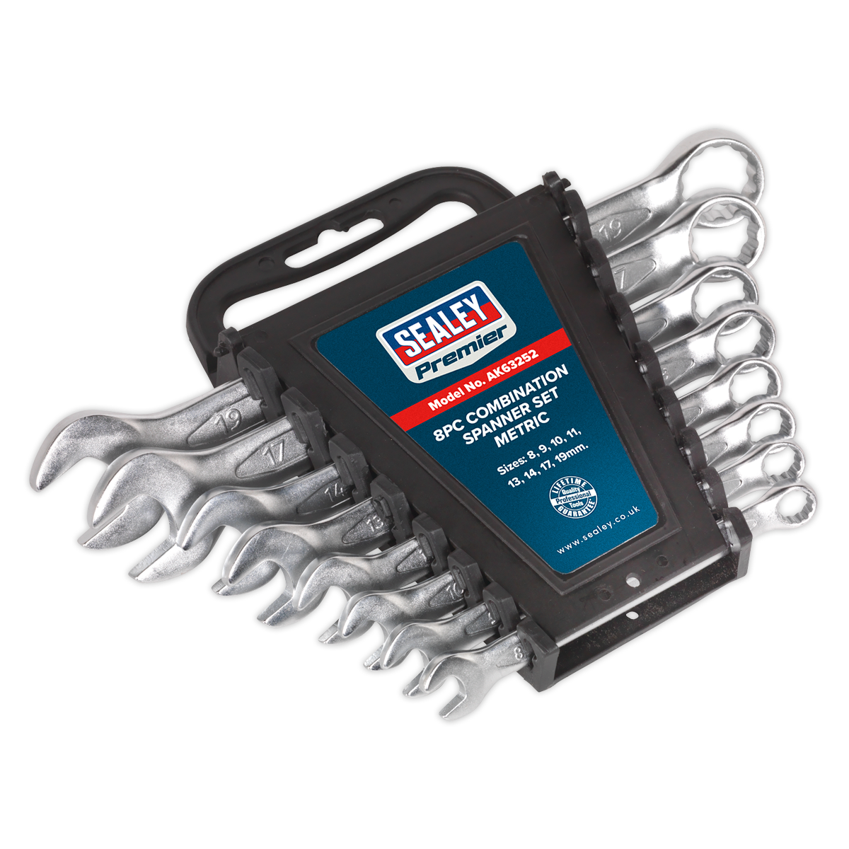 Sealey Combination Spanner Set 8pc Cold Stamped Metric Slim Style AK63252