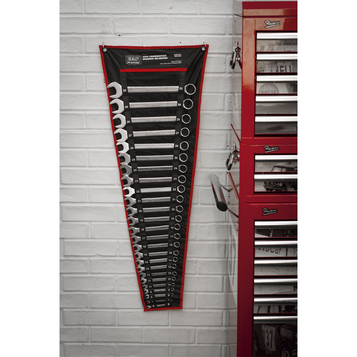 Sealey Combination Spanner Set 25pc Metric Chrome Vanadium Steel AK63253