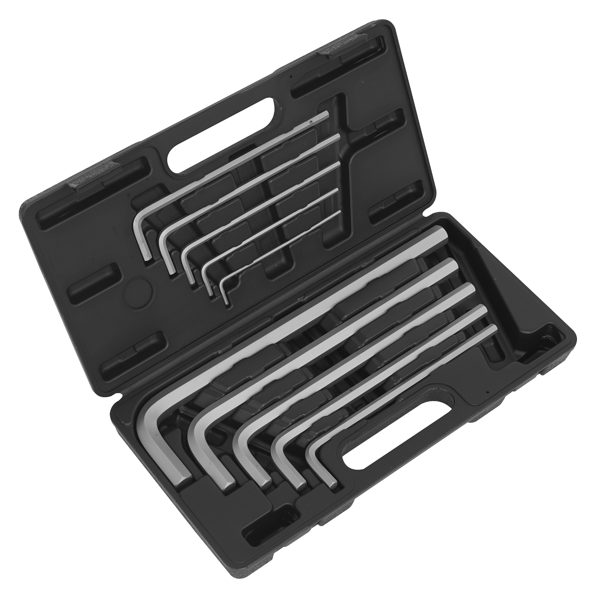 Sealey Jumbo Hex Key Set 10 Pcs Extra-Long Chrome Vanadium Steel Metric AK6143