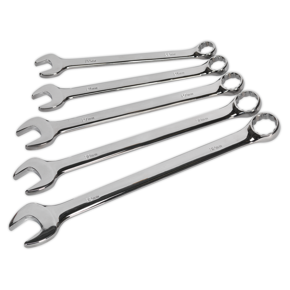 Sealey Combi Spanner Set Jumbo 5 Pieces Metric Chrome Vanadium Steel AK6329