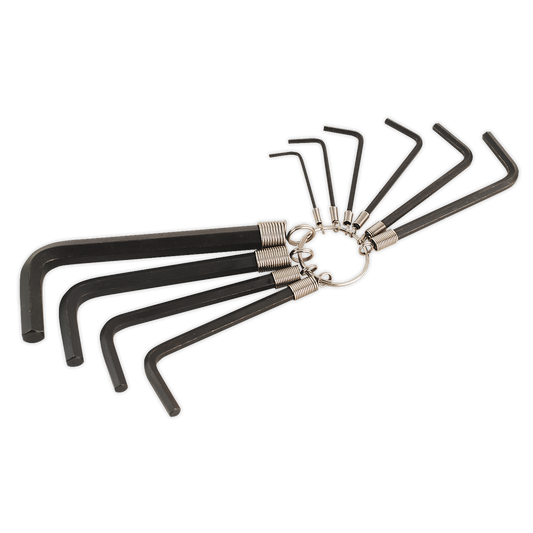 Sealey Hex Key Set on Ring 10 Pieces Metric Chemically Blackened AK6148