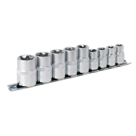 Sealey TRX-Star Socket Set 9Pc 3/8" & 1/2" Square Drive E10-E14 & E16-E24 AK617