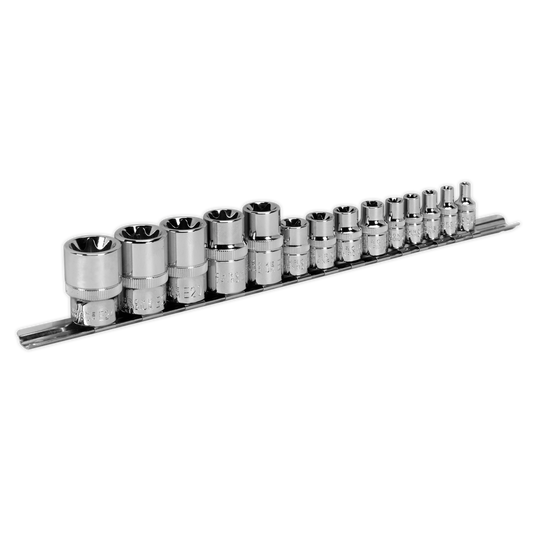 Sealey TRX-Star Socket Set 14pc 1/4" 3/8" & 1/2" Square Drive E4-E24 AK618