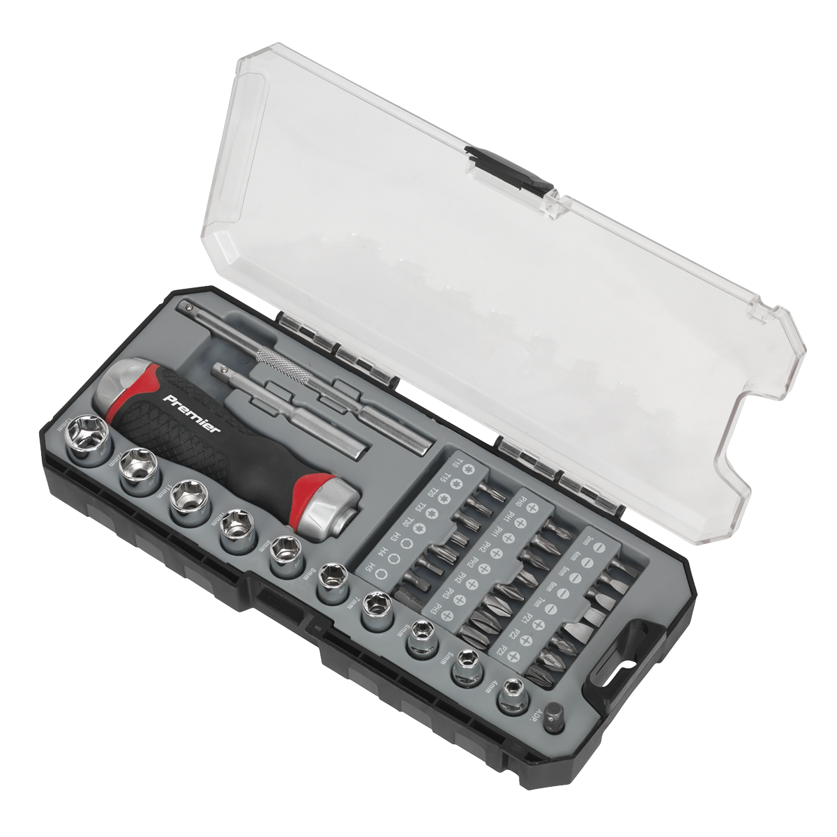Sealey Fine Tooth Ratchet Screwdriver & Accessory Set 38 Pieces AK64905