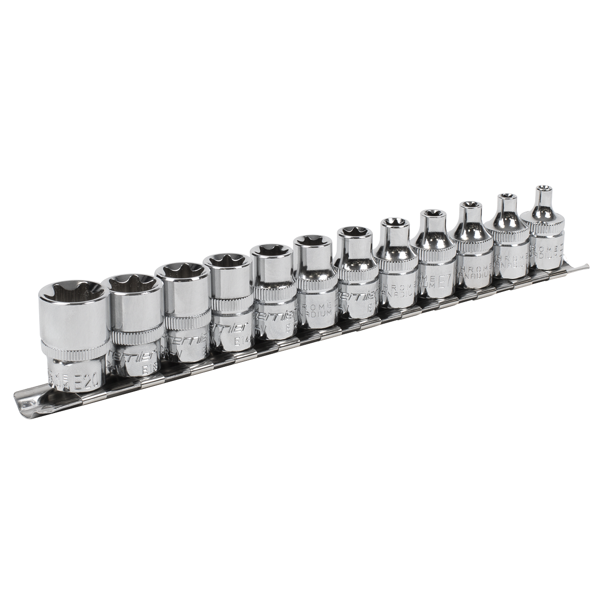 Sealey TRX-Star Socket Set 12 Pieces 3/8" Square Drive E4-E20 Silver AK61806