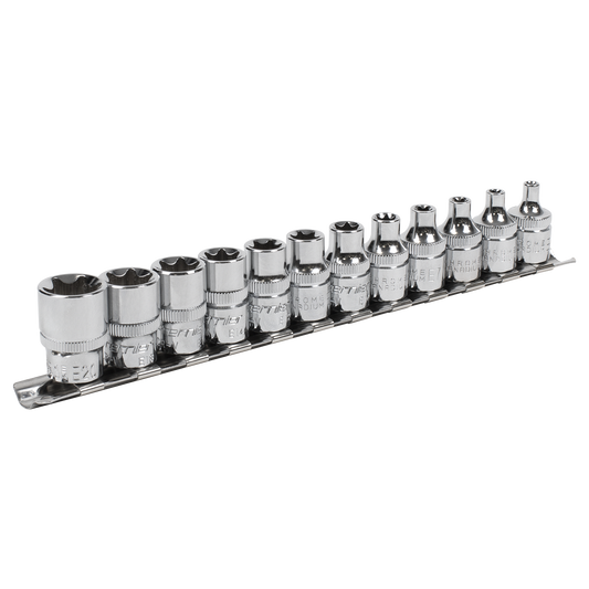 Sealey TRX-Star Socket Set 12 Pieces 3/8" Square Drive E4-E20 Silver AK61806