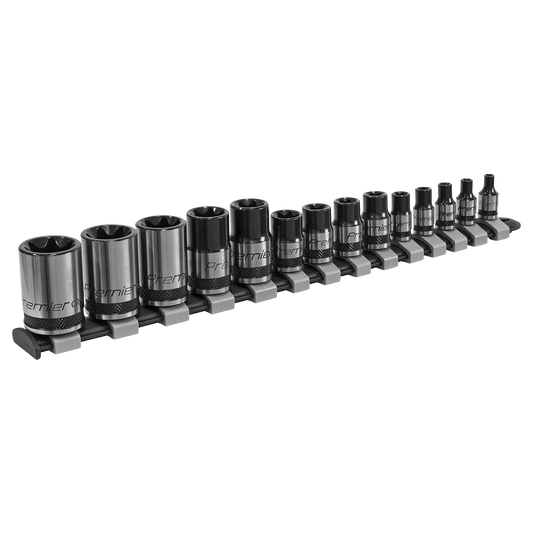 Sealey TRX-Star Socket Set 14 Pieces 1/4" 3/8" & 1/2" Square Drive E4-E24 AK618B