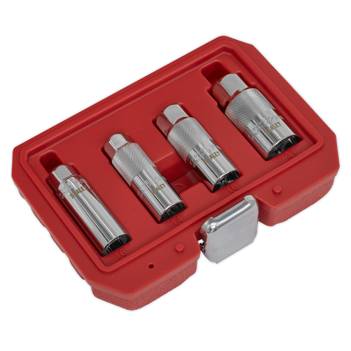 Sealey Spark Plug Socket Set 4Pc 3/8" Square Drive Chrome Vanadium Steel AK6556