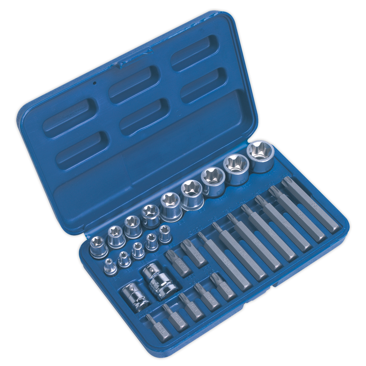 Sealey 30pc 1/4", 3/8" & 1/2" Square Drive TRX-Star Socket & Bit Set AK619